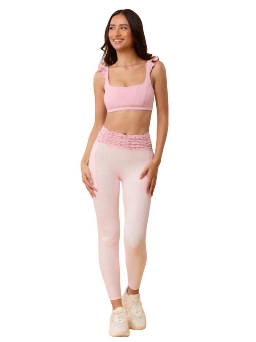 Blogilates Ruched Waist Leggings - Size Medium - Pink Gingham
